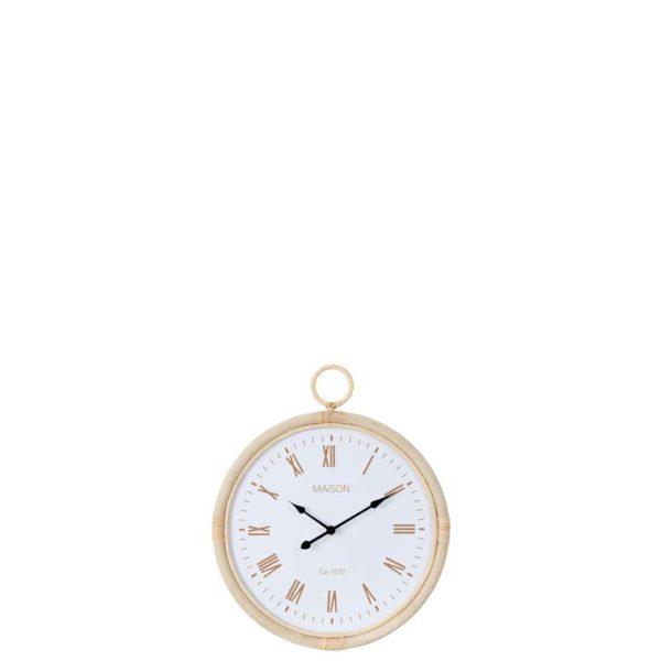 WALL CLOCK KYR RATTAN/MDF NATURAL/WHITE SMALL