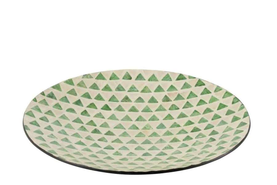 TRAY NUYE ROUND SHELLS/PAPER GREEN