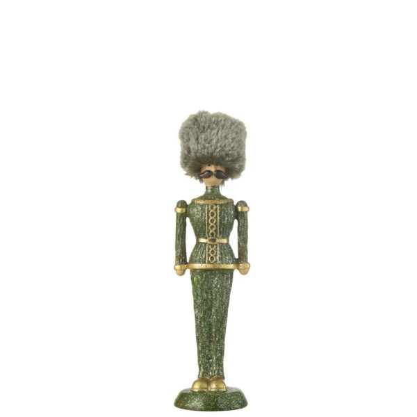 NUTCRACKER FUR HAT GLITTER RESIN GREEN MEDIUM