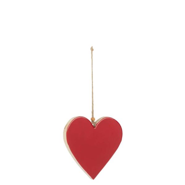 HANGER HEART MANGO WOOD RED L