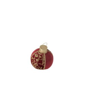 BAUBLE DECORATION PATTERNS POLYFOAM/TEXTILE RED/GOLD MEDIUM