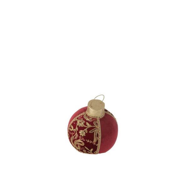 BAUBLE DECORATION PATTERNS POLYFOAM/TEXTILE RED/GOLD MEDIUM