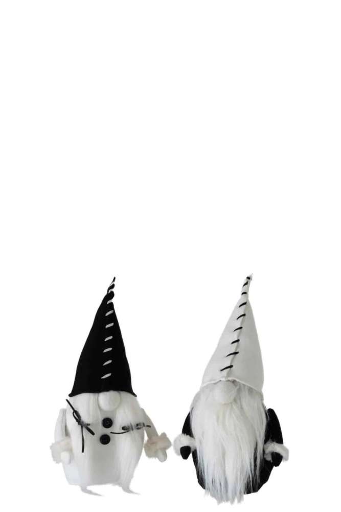 SANTA CLAUS TEXTILE BLACK/WHITE SMALL ASSORTMENT OF 2