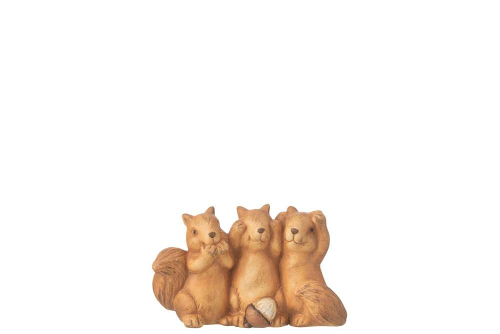 SQUIRREL THREE SEE/HEAR/SPEAK PORCELAIN BROWN