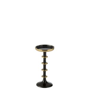 CANDLE HOLDER BALL METAL BLACK/GOLD SMALL
