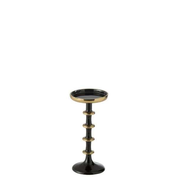 CANDLE HOLDER BALL METAL BLACK/GOLD SMALL