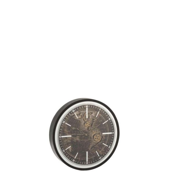 CLOCK WORLD MAP MDF ANTIQUE GOLD/BLACK SMALL