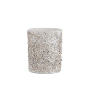 TEALIGHT HOLDER PEARLS GLASS SILVER LARGE