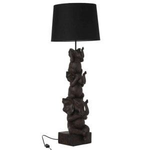 LAMP 3 ELEPHANTS POLYRESIN BROWN