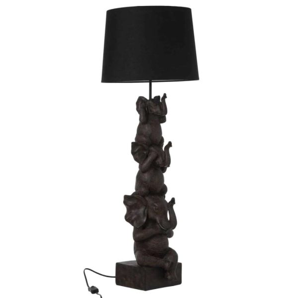 LAMP 3 ELEPHANTS POLYRESIN BROWN