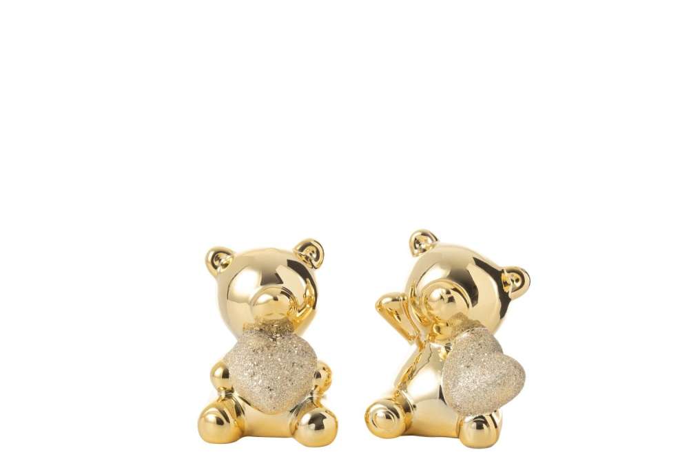 BEAR HEART PORCELAIN GOLD SMALL ASSORTMENT OF 2