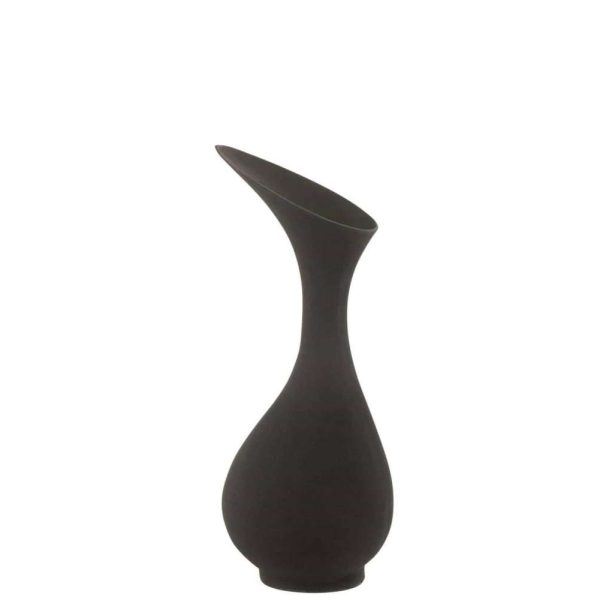 VASE OLIVIA ROUGH ALUMINIUM BLACK MEDIUM