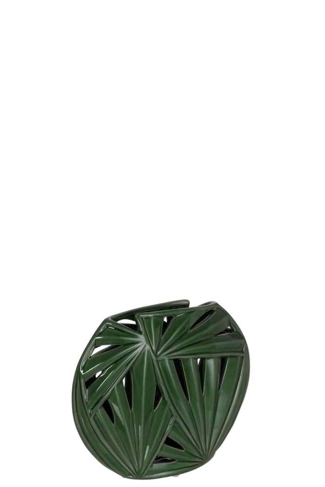 VASE OVAL TROPICAL CERAMIC GREEN SMALL
