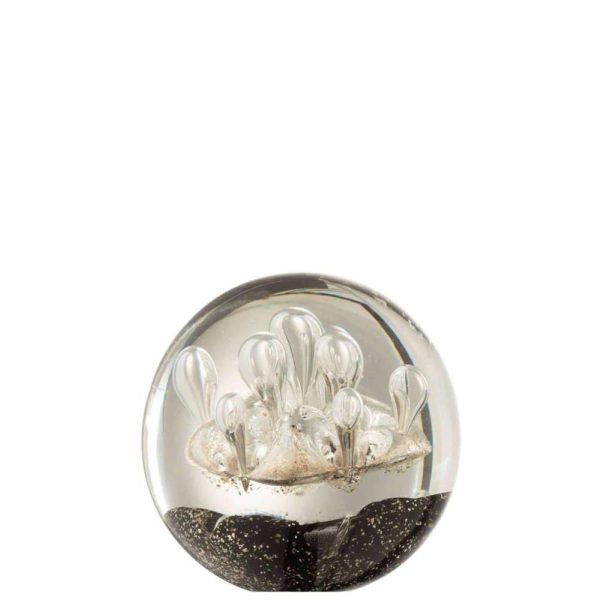 PAPERWEIGHT FIREWORKS GOLD/BLACK GLASS LARGE