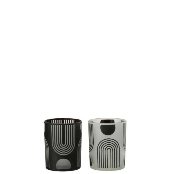 HURRICANE NORDIC GLASS MATT BLACK/WHITE MEDIUM ASSORTMENT OF 2