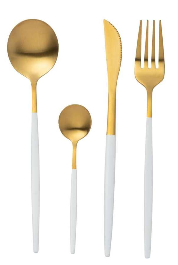 BOX CUTLERY A 24 PIECES STAINLESS STEEL MATT GOLD+ WHITE
