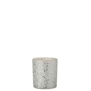 TEALIGHT HOLDER STARS GLASS SILVER