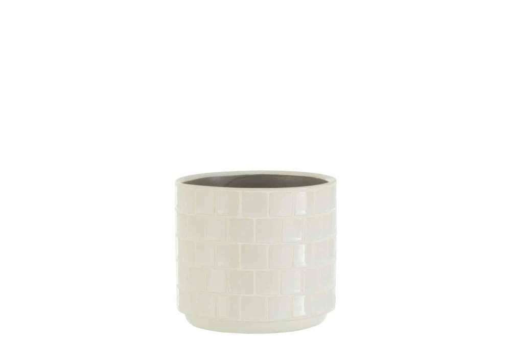 FLOWERPOT SHINY SQUARE CERAMIC WHITE SMALL