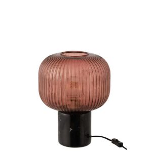 TABLELAMP YUFO GLASS/MARBLE RED/BLACK