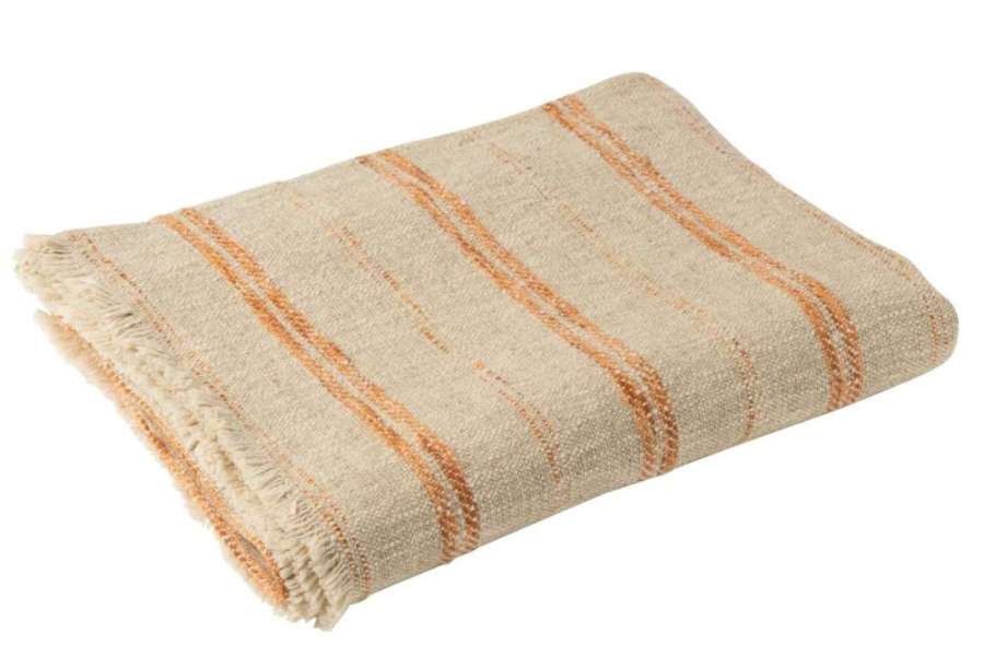 PLAID STRIPES LINEN/COTTON BEIGE/RUST
