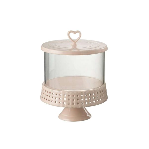CAKE PLATE UNDER GLASS CERAMIC PINK LARGE