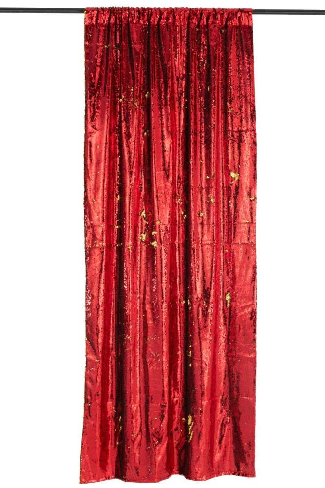 CURTAIN REVERSIBLE SEQUIN RED/GOLD