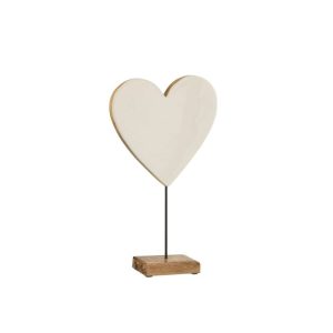 HEART ON STAND MANGO WOOD WHITE LARGE