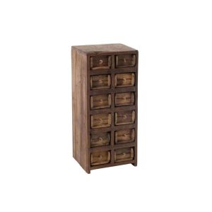 CABINET 12DRAWERS ROUGH RECYCLED WOOD BROWN