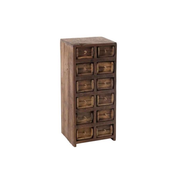 CABINET 12DRAWERS ROUGH RECYCLED WOOD BROWN