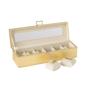 SWATCH BOX 6 COMPARTMENTS ARTIFICIAL LEATHER GOLD