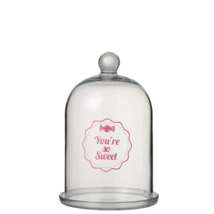 GLASS BELL CANDY SHOP ROUND GLASS TRANSPARENT/PINK