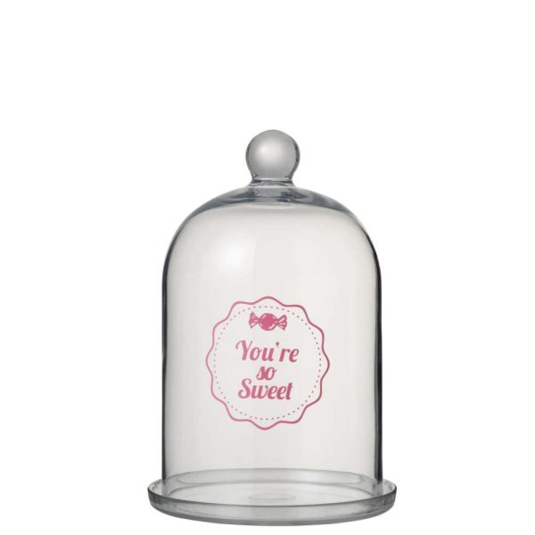 GLASS BELL CANDY SHOP ROUND GLASS TRANSPARENT/PINK