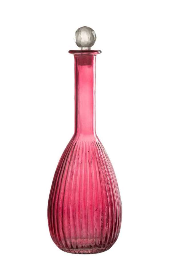 CARAFE STRIPES GLASS RED