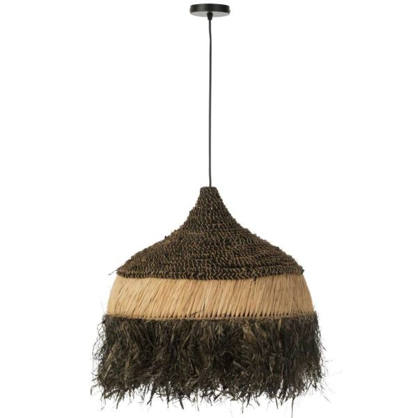 HANGING LAMP ROUND RAFFIA BLACK/NATURAL LARGE