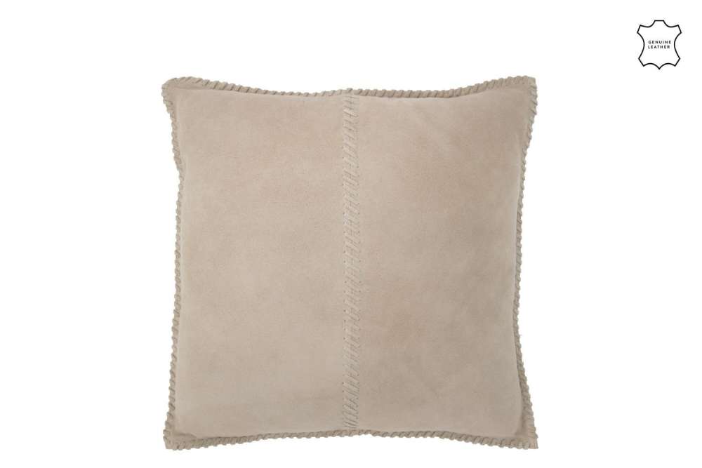 CUSHION CENTRE LINE LEATHER GREY