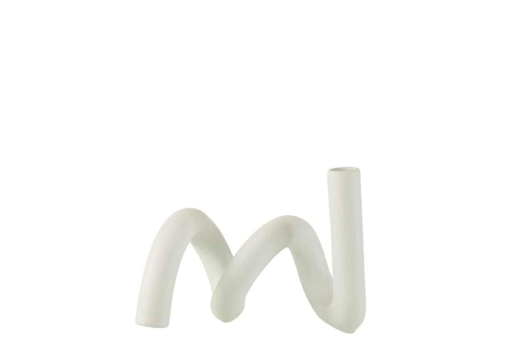 CANDLE HOLDER TWIST 1CANDLE CERAMIC WHITE