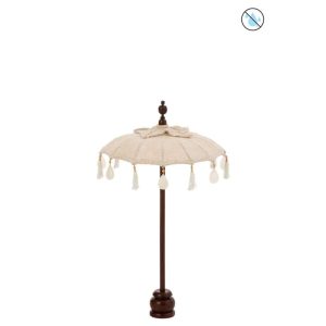SUNSHADE+BASE TASSELS/SHELLS BEIGE WOOD DARK BROWN SMALL