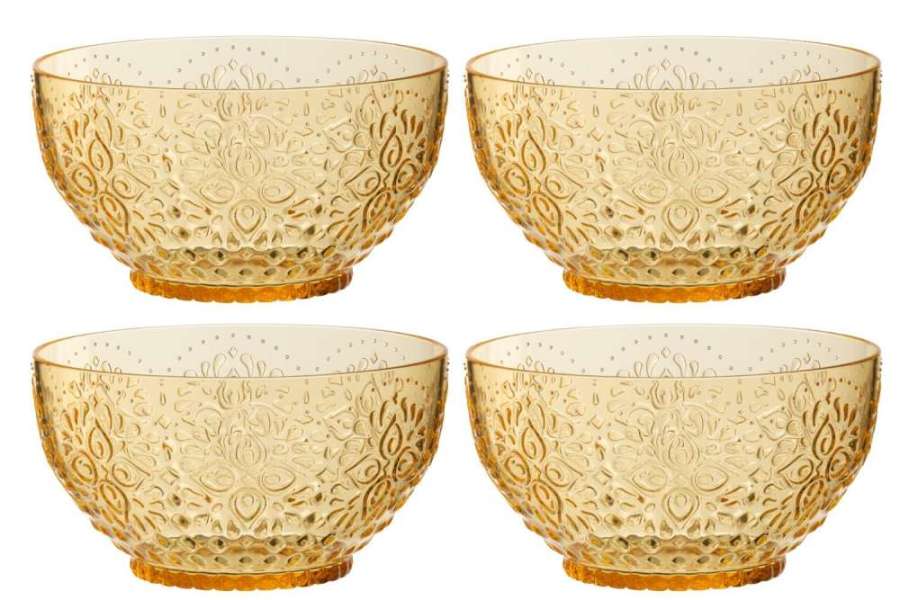 BOX OF 4 BOWL PLASTIC YELLOW