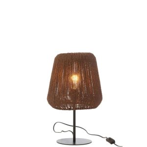 TABLE LAMP WEAVE METAL/PALM BLACK