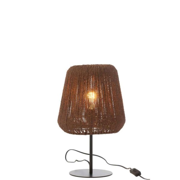 TABLE LAMP WEAVE METAL/PALM BLACK