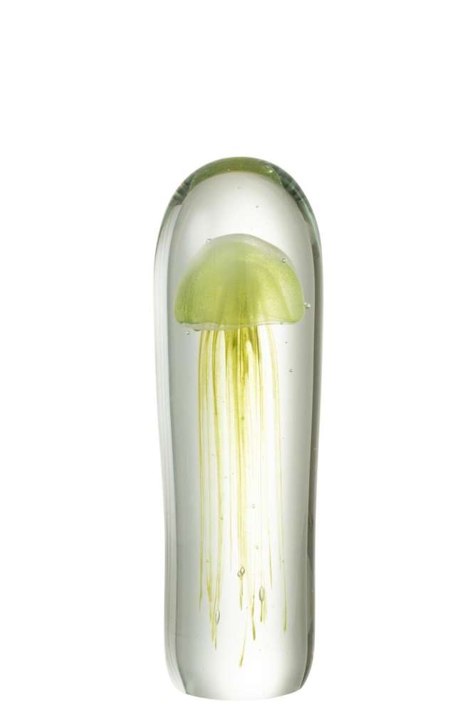 PAPERWEIGHT JELLYFISH GLASS GREEN LARGE