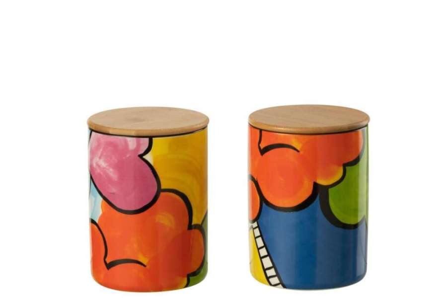 STORAGE JAR POP ART PORCELAIN ASSORTMENT OF 2