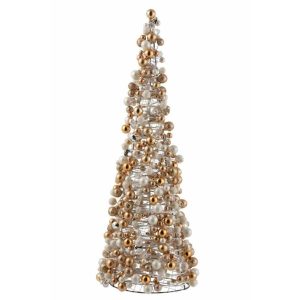 CONE MINI CHRISTMAS BAUBLES ECRU/GOLD LARGE