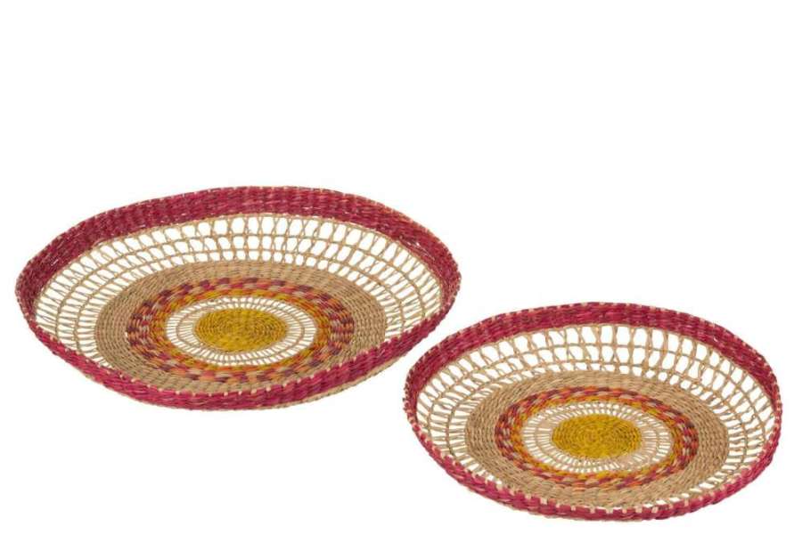 SET 2 WALL ORNAMENTS WICKER SEAGRASS MIX