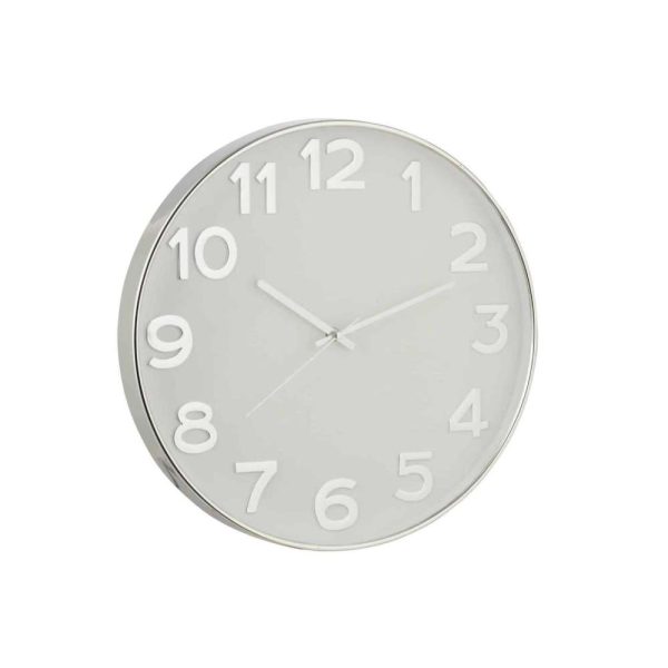 CLOCK ARABIC NUMERALS PLASTIC SILVER