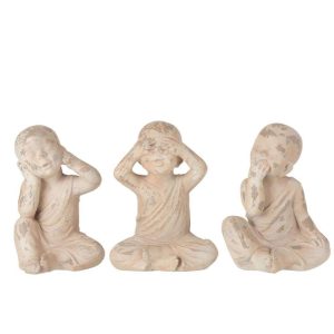 MONNIK SEE/HEAR/SPEAK NO EVIL POLY BEIGE/SALMON LARGE ASSORTMENT OF 3