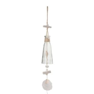 HANGER BOTTLE GLASS/WOOD NATURAL/WHITE LARGE