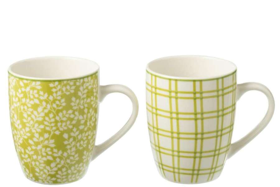 BOX OF 2 MUG CERAMICS GREEN