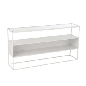 CONSOLE SQUARE METAL/GLASS WHITE