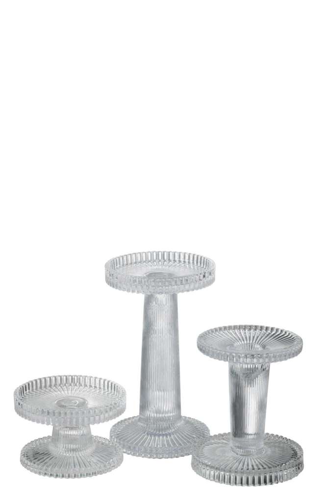 S/3 CANDLE HOLDER NELLY GLASS TRANSPARENT
